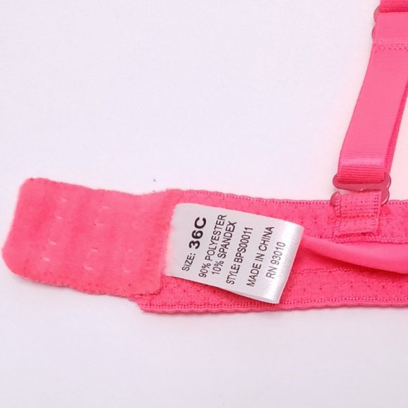 new 36C Bra Neon Pink Orange Lightly Padded Lace Underwire Push Up Bra 36C - Picture 11 of 11